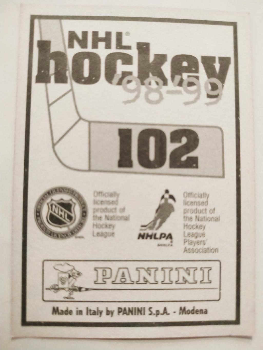 ХОККЕЙ НАКЛЕЙКА НХЛ ПАНИНИ 1998-1999 КОЛЛЕКЦИЯ NHL PANINI MIKAEL ANDERSSON #102 1