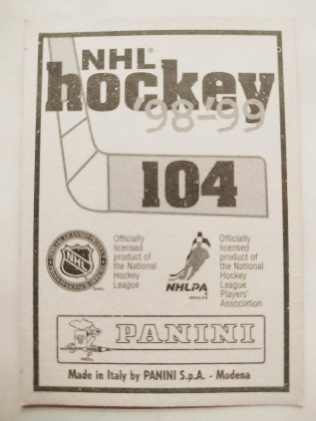ХОККЕЙ НАКЛЕЙКА НХЛ ПАНИНИ 1998-1999 КОЛЛЕКЦИЯ NHL PANINI PETER BONDRA #104 1