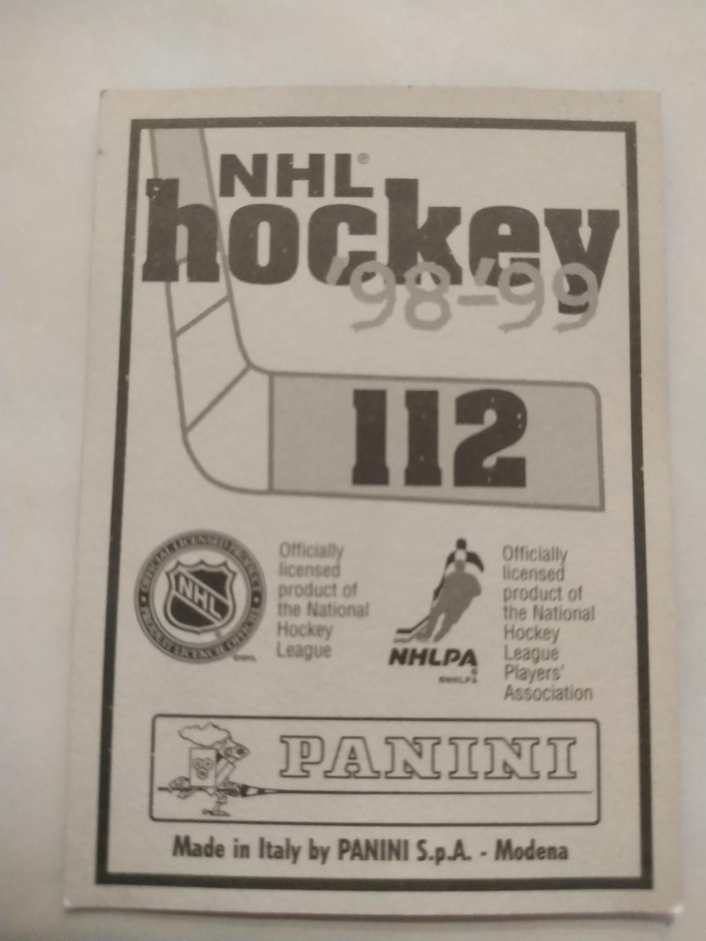 ХОККЕЙ НАКЛЕЙКА НХЛ ПАНИНИ 1998-1999 КОЛЛЕКЦИЯ NHL PANINI ALEXEI ZHAMNOV #112 1