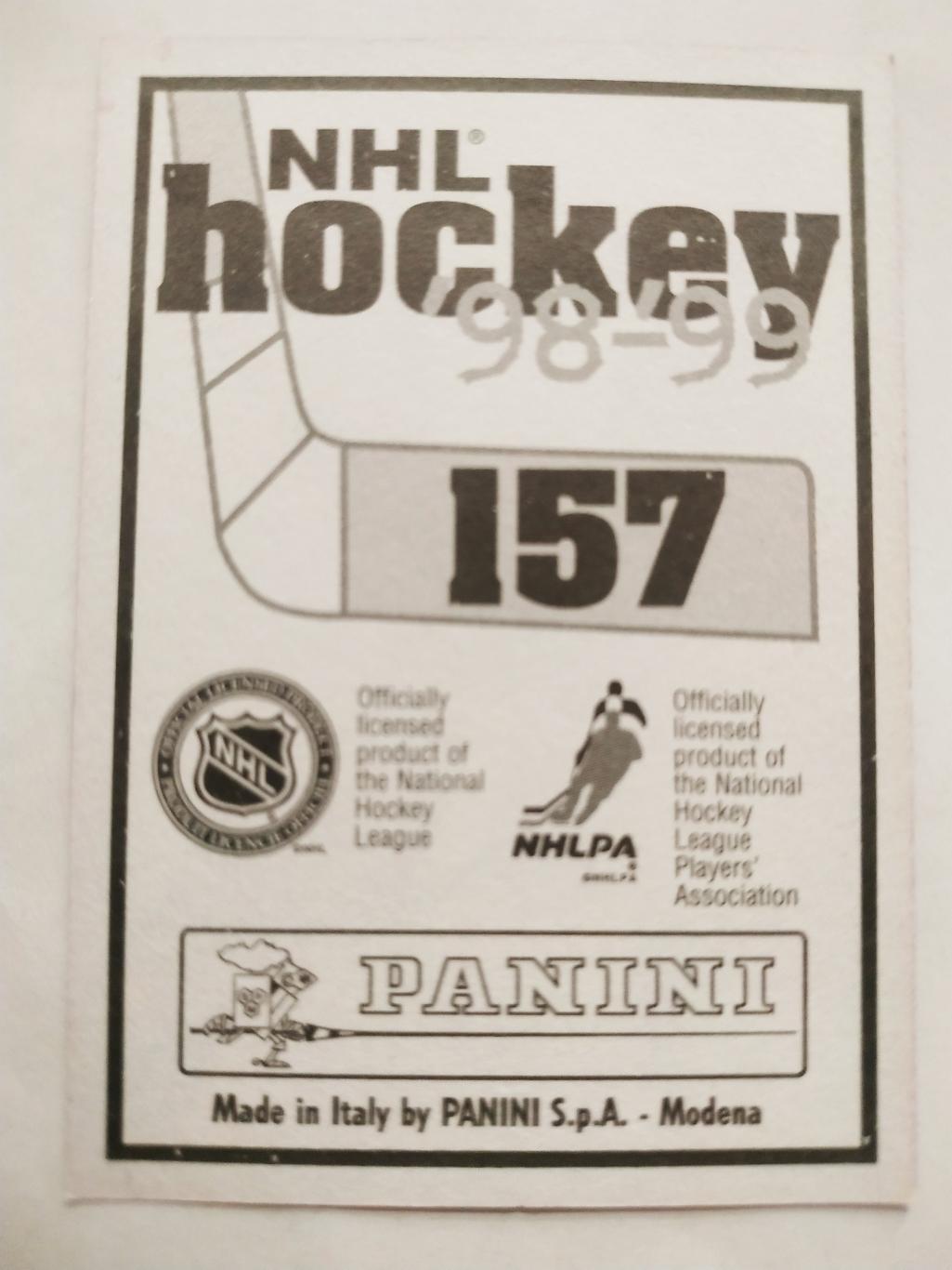 ХОККЕЙ НАКЛЕЙКА НХЛ ПАНИНИ 1998-1999 КОЛЛЕКЦИЯ NHL PANINI PAVOL DEMITRA #157 1