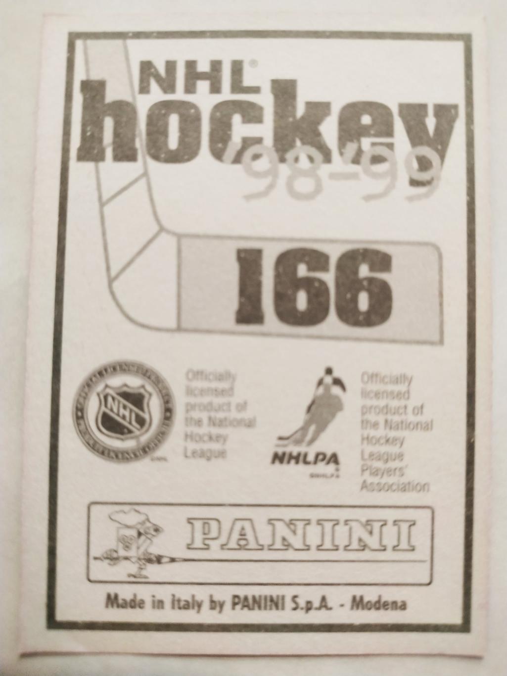 ХОККЕЙ НАКЛЕЙКА НХЛ ПАНИНИ 1998-1999 КОЛЛЕКЦИЯ NHL PANINI SERGEI BEREZIN #166 1