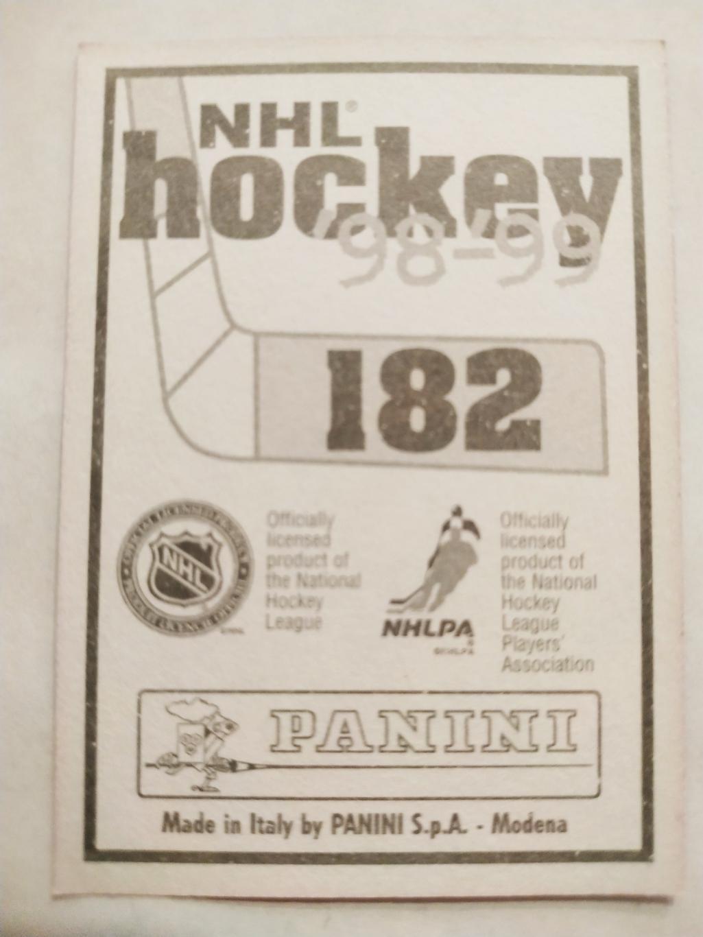 ХОККЕЙ НАКЛЕЙКА НХЛ ПАНИНИ 1998-1999 КОЛЛЕКЦИЯ NHL PANINI TOMMY ALBELIN #182 1
