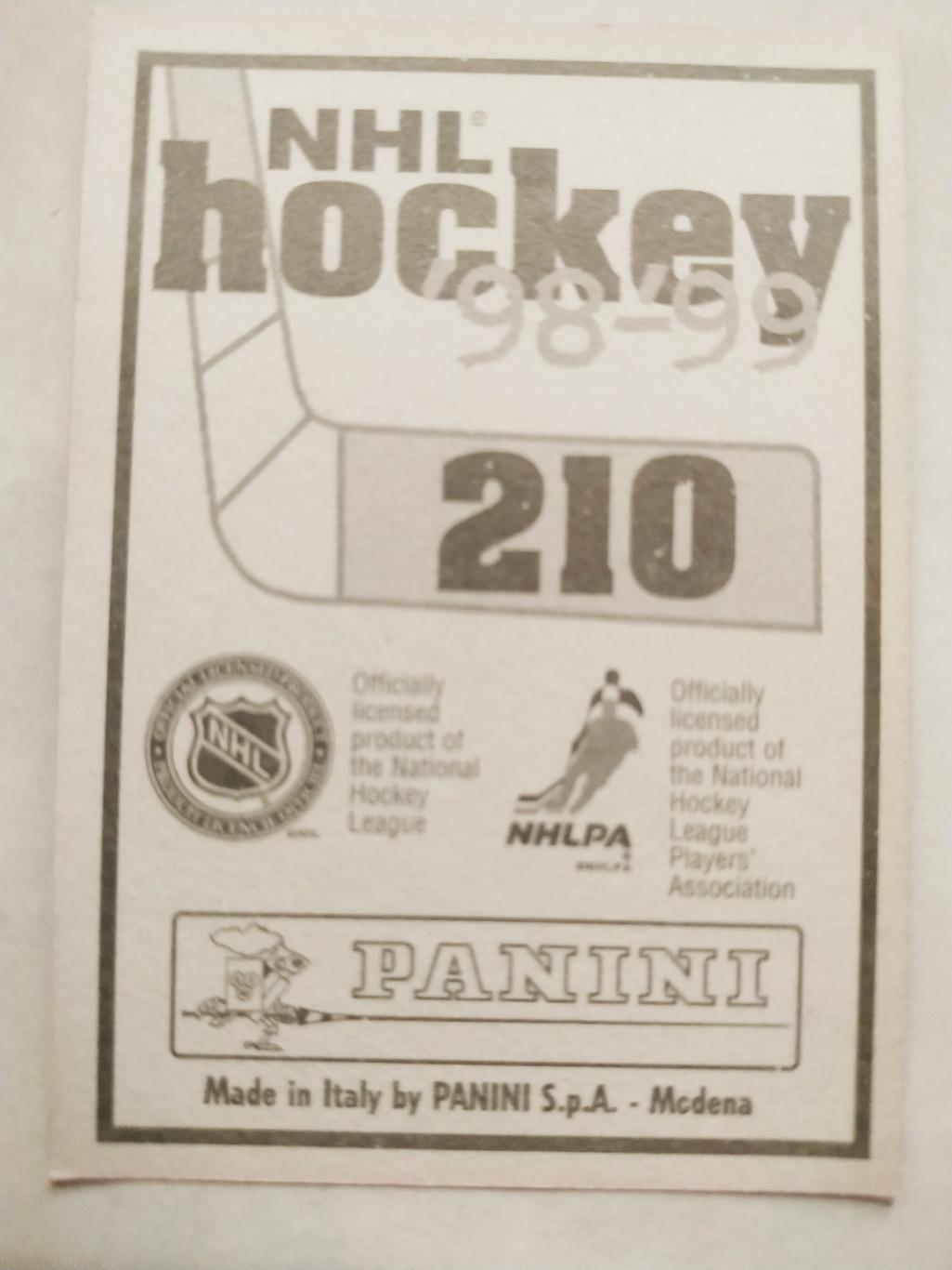 ХОККЕЙ НАКЛЕЙКА НХЛ ПАНИНИ 1998-1999 КОЛЛЕКЦИЯ NHL PANINI OWEN NOLAN #210 1