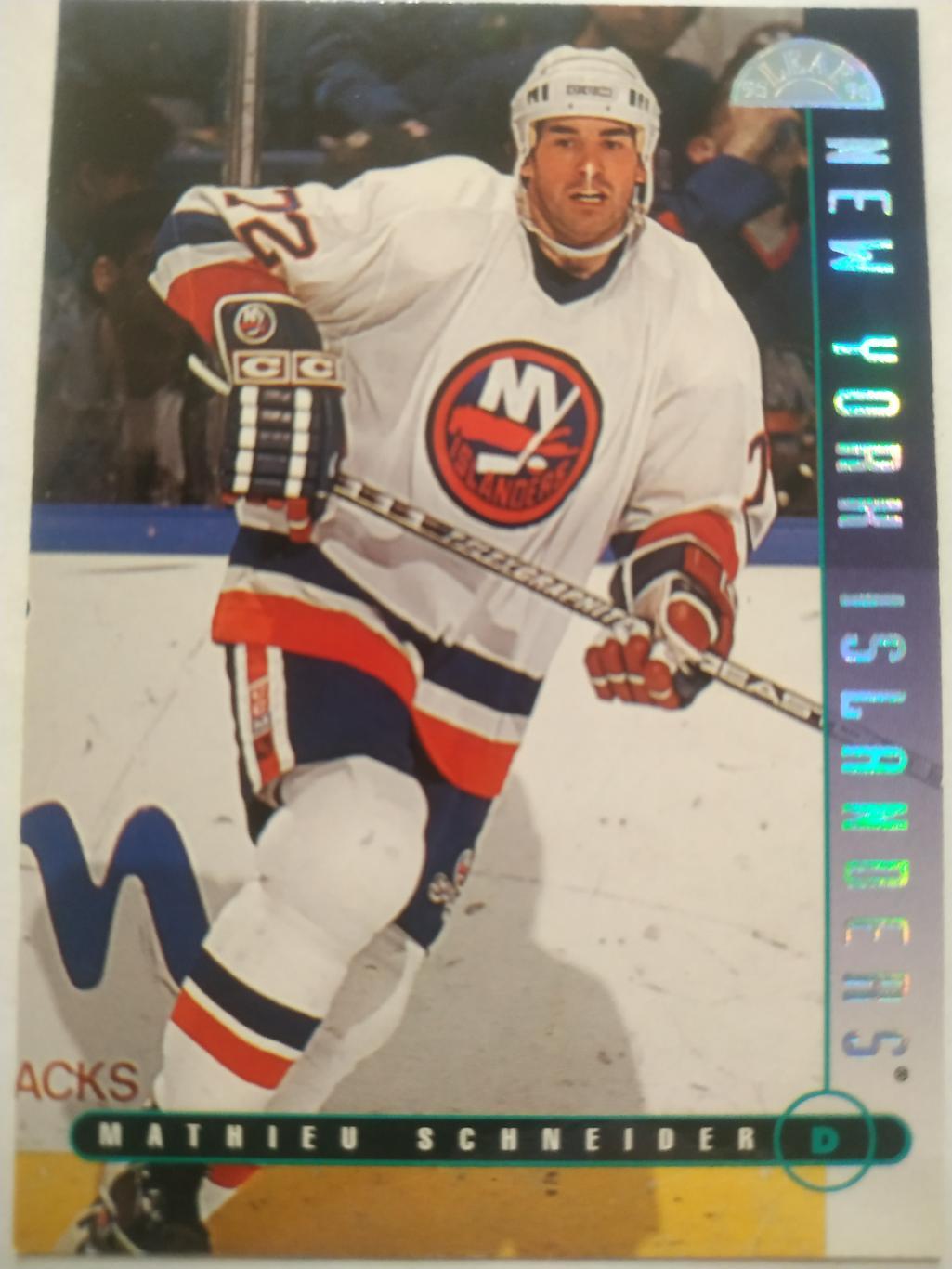 ХОККЕЙ КАРТОЧКА НХЛ DONRUSS LEAF 1995-96 MATHIEU SCHNEIDER NEW YORK ISLANDER #67