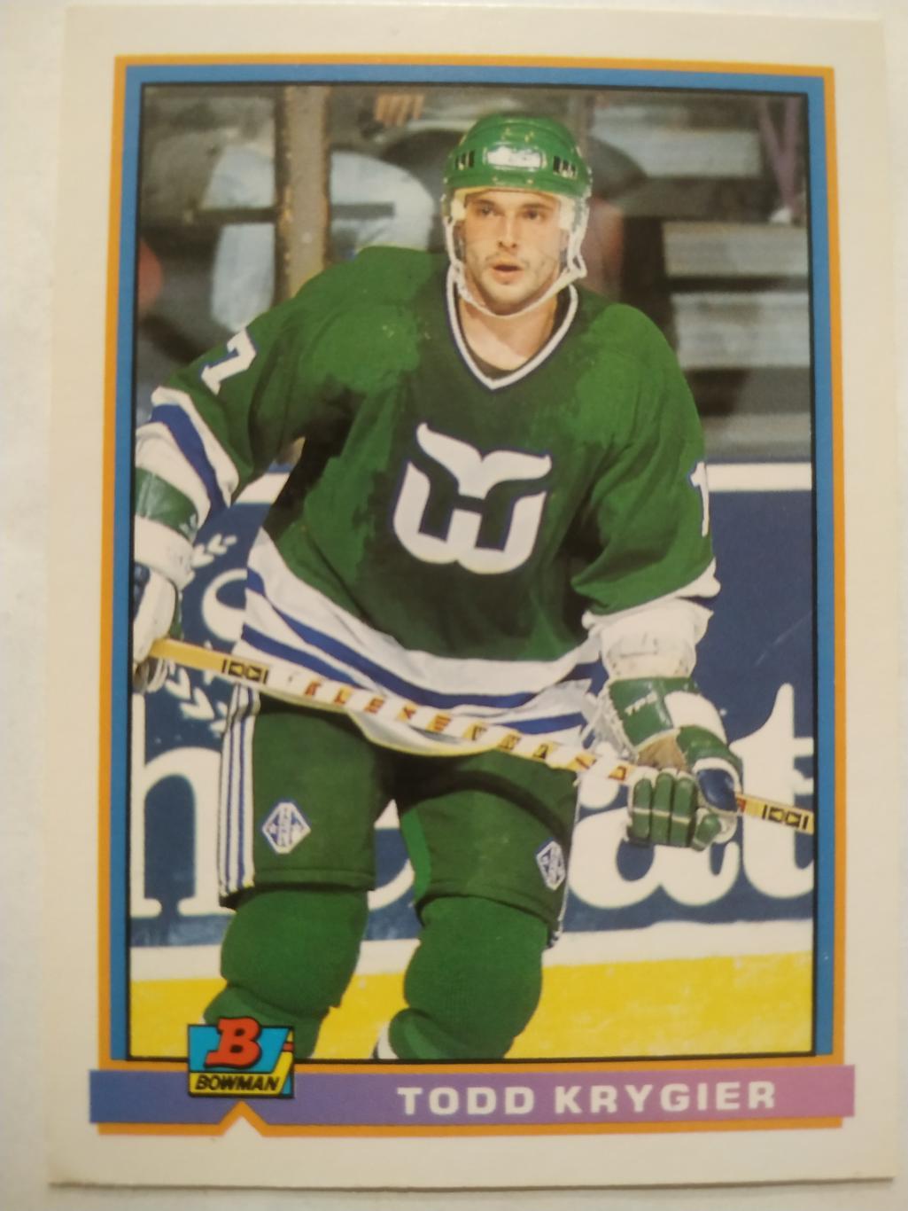 ХОККЕЙ КАРТОЧКА НХЛ BOWMAN 1991-92 NHL TODD KRYGIER HARTFORD WHALERS #2