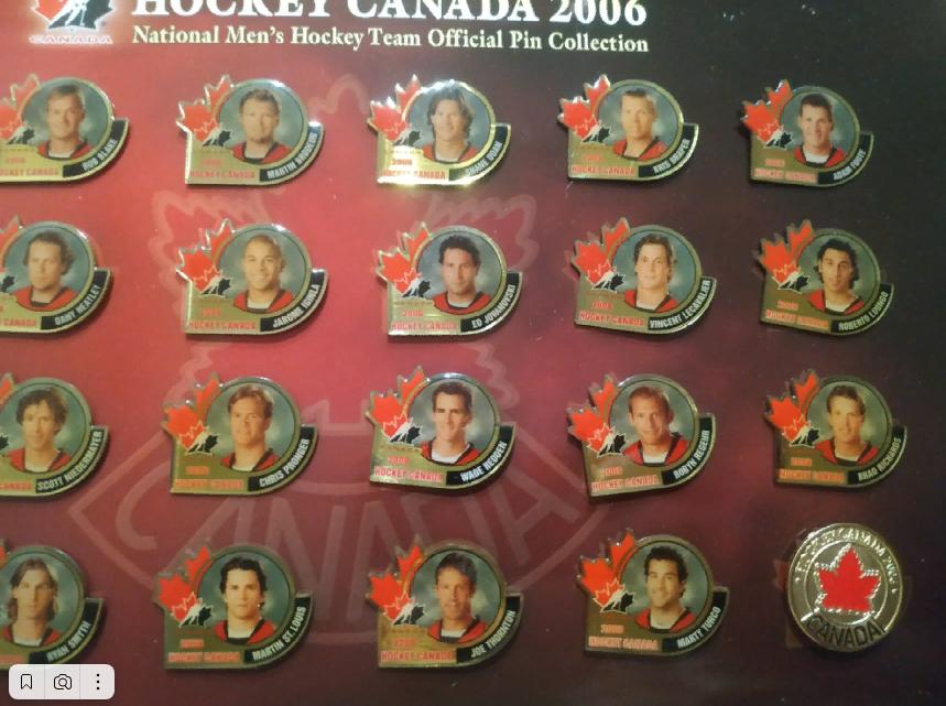 ХОККЕЙ НАБОР ЗНАЧКОВ КОМАНДА КАНАДЫ 2006 ОЛИМПИЙСКИЕ ИГРЫ TEAM CANADA HOCKEY PIN 5