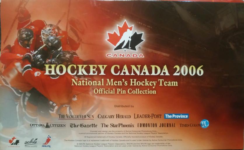 ХОККЕЙ НАБОР ЗНАЧКОВ КОМАНДА КАНАДЫ 2006 ОЛИМПИЙСКИЕ ИГРЫ TEAM CANADA HOCKEY PIN 6