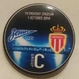 ФУТБОЛ ЗНАЧОК ЗЕНИТ САНКТ-ПЕТЕРБУРГ МОНАКО 1.10.2014 ПЕТРОВСКИЙ СТАДИОН PIN 2
