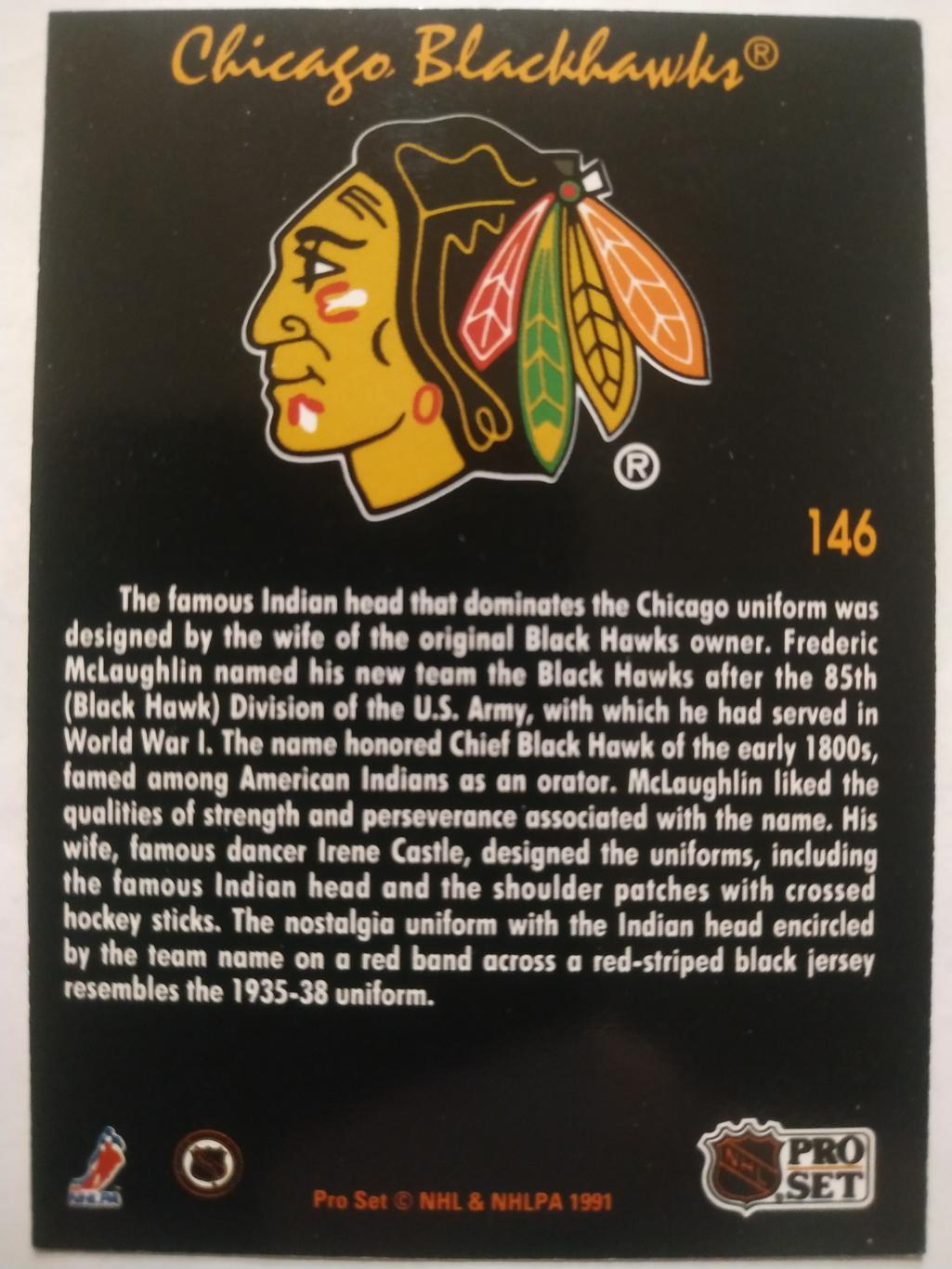 ХОККЕЙ КАРТОЧКА НХЛ PRO SET PLATINUM 1992 NHL CHICAGO BLACKHAWKS #146 1
