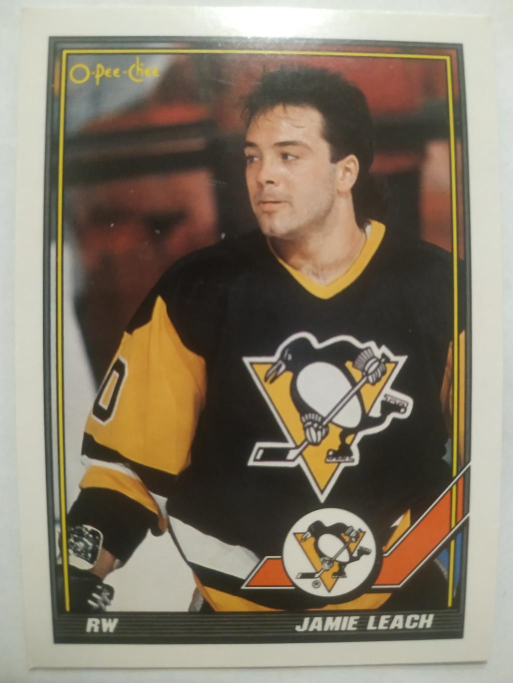 ХОККЕЙ КАРТОЧКА НХЛ O-PEE-CHEE 1991-92 NHL JAMIE LEACH PITTSBURGH PENGUINS #492