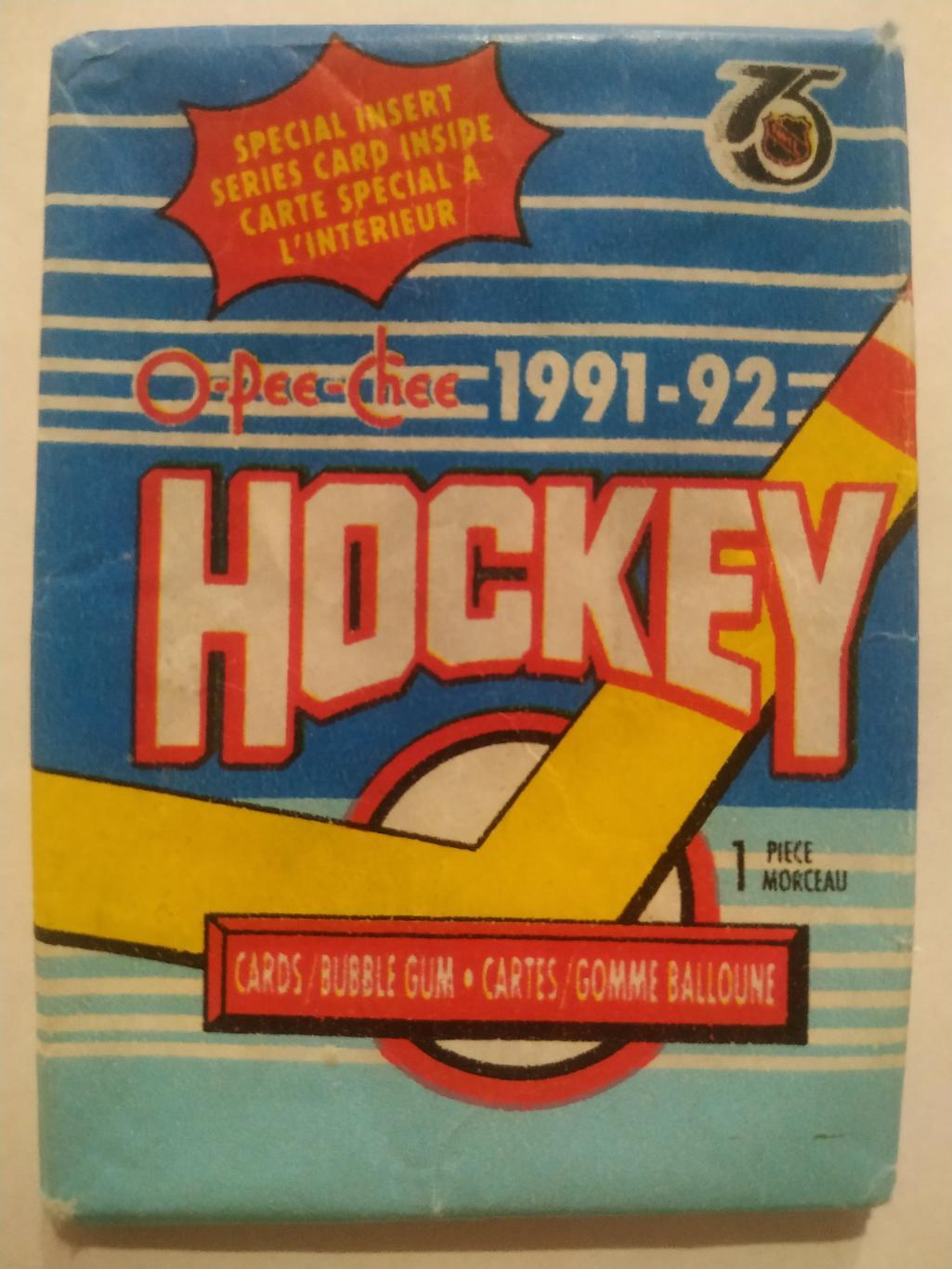 ХОККЕЙ КАРТОЧКА НХЛ O-PEE-CHEE 1991-92 NHL ПАКЕТ ОТ КАРТОЧЕК CARD PAK #1 2