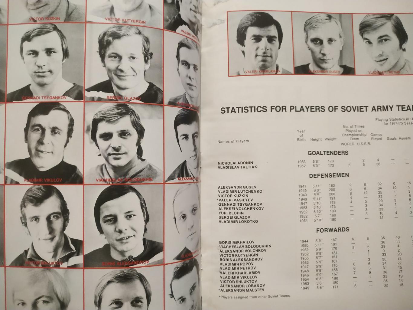 ПРОГРАММА МАТЧА НХЛ КРЫЛЬЯ СОВЕТОВ - АЙЛЕНДЕРС 1975-76 NHL SUPER SERIE PROGRAM 4