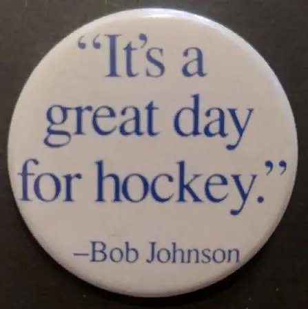ЗНАЧОК ХОККЕЙ НХЛ БОБ ДЖОНСОН 1980 NHL BOB JOHNSON BUTTON PIN