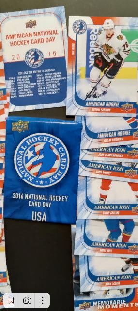 НАБОР КАРТОЧЕК НХЛ UPPER DECK 2016 AMERICAN NATIONAL HOCKEY CARD DAY #1-17 2