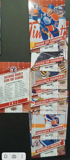 НАБОР КАРТОЧЕК НХЛ UPPER DECK 2017 CANADIAN NATIONAL HOCKEY CARD DAY #1-17 2