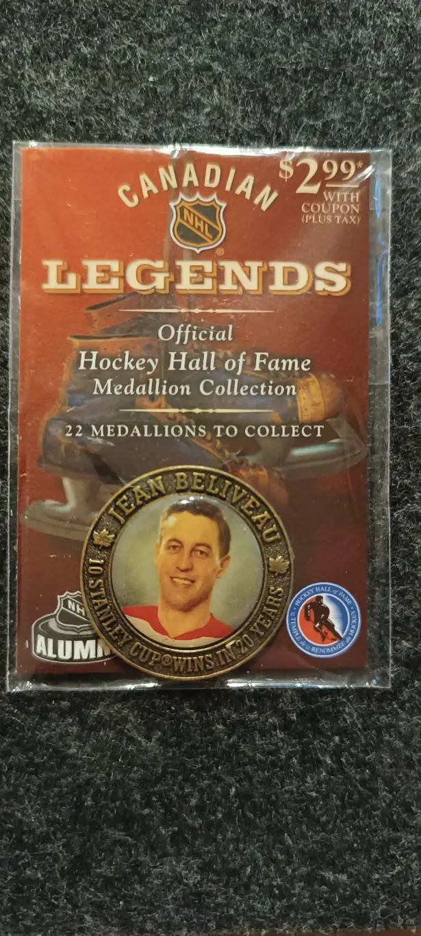 ХОККЕЙ МЕДАЛЬОН ЗАЛ СЛАВЫ ЛЕГЕНДЫ 2004 NHL JEAN BELIVEAU HHOF LEGENDS MEDALLION