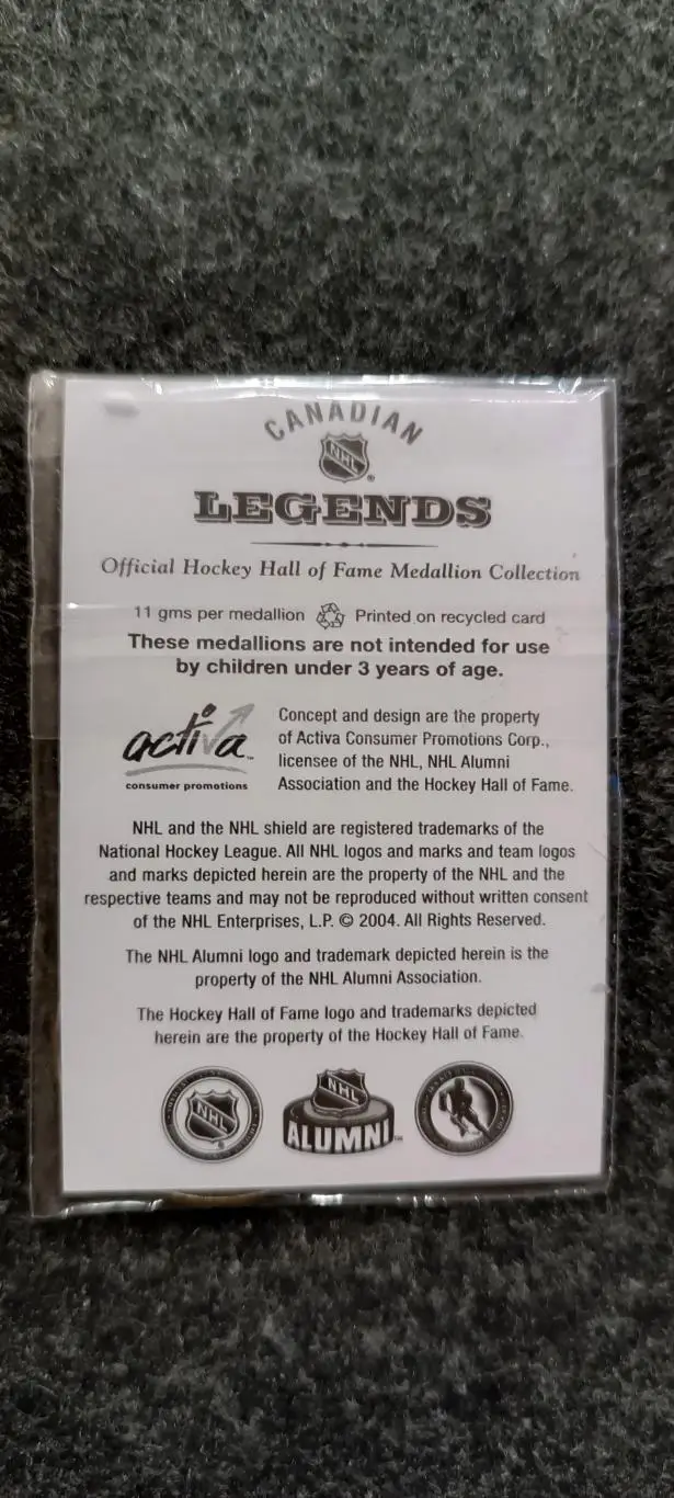 ХОККЕЙ МЕДАЛЬОН ЗАЛ СЛАВЫ ЛЕГЕНДЫ 2004 NHL JEAN BELIVEAU HHOF LEGENDS MEDALLION 1