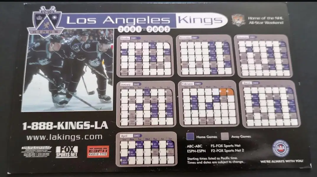 ХОККЕЙ МАГНИТ ЛОС АНДЖЕЛЕС КИНГС 2001-2002 NHL LOS ANGELES KINGS
