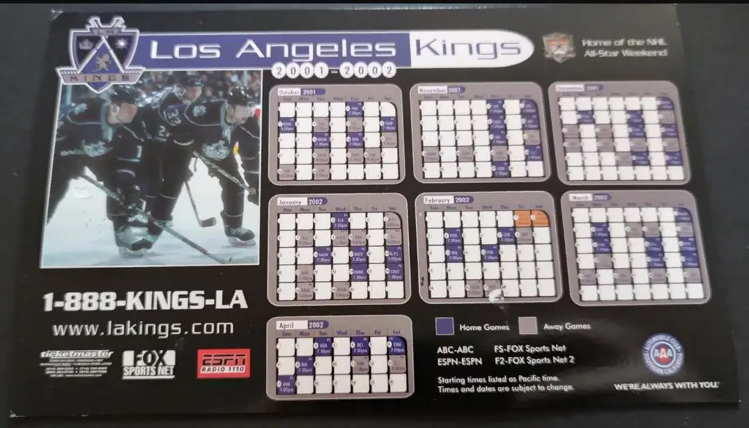 ХОККЕЙ МАГНИТ ЛОС АНДЖЕЛЕС КИНГС 2001-2002 NHL LOS ANGELES KINGS 2