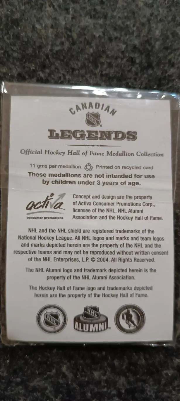 ХОККЕЙ МЕДАЛЬОН ЗАЛ СЛАВЫ ЛЕГЕНДЫ 2004 NHL BRAD PARK HHOF LEGENDS MEDALLION 1