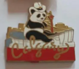 ХОККЕЙ ЗНАК КАЛГАРИ МАСКОТ 1988 ОЛИМПИЙСКИЕ ИГРЫ MASCOT HOCKEY PIN 2