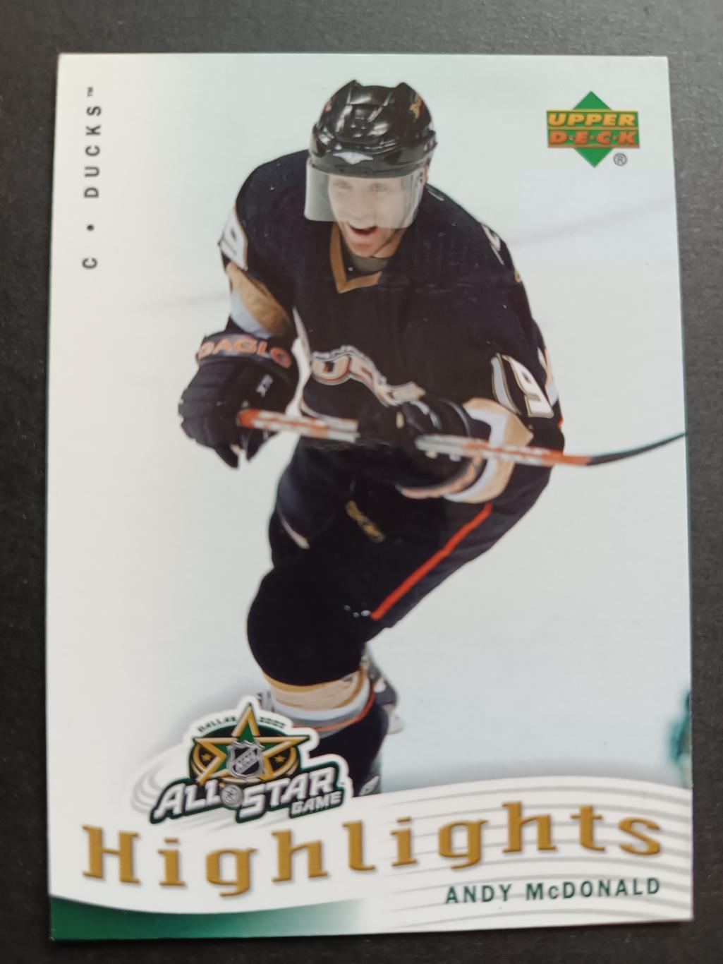 ХОККЕЙ КАРТОЧКА НХЛ UPPER DECK 2007-08 NHL ALL STAR GAME ANDY MCDONALD #AS-2