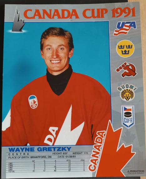 ХОККЕЙ ПОСТЕР НХЛ УЭЙН ГРЕТЦКИ КУБОК КАНАДЫ 1991 NHL CANADA CUP WAYNE GRETZKY 2