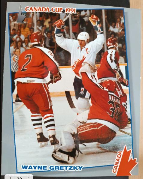 ХОККЕЙ ПОСТЕР НХЛ УЭЙН ГРЕТЦКИ КУБОК КАНАДЫ 1991 NHL CANADA CUP WAYNE GRETZKY 5