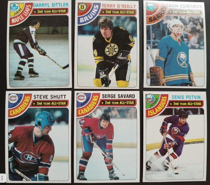 НАБОР КАРТОЧЕК НХЛ TOPPS 1978-79 NHL ALL STAR GAME 2ND TEAM HOCKEY CARD SET #1-6 2