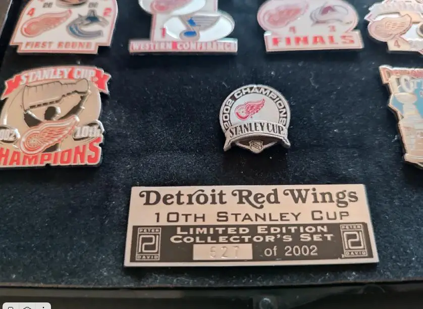 ХОККЕЙ НАБОР ЗНАЧКОВ НХЛ ДЕТРОЙТ СТЭНЛИ КАП 2002 NHL DETROIT STANLEY CUP #8 5