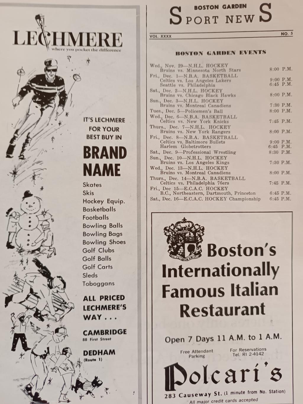 ПРОГРАММА МАТЧА НХЛ БОСТОН ОКЛЕНД 1967 DEC.25 BOSTON VS. OAKLAND SEALS PROGRAM 1