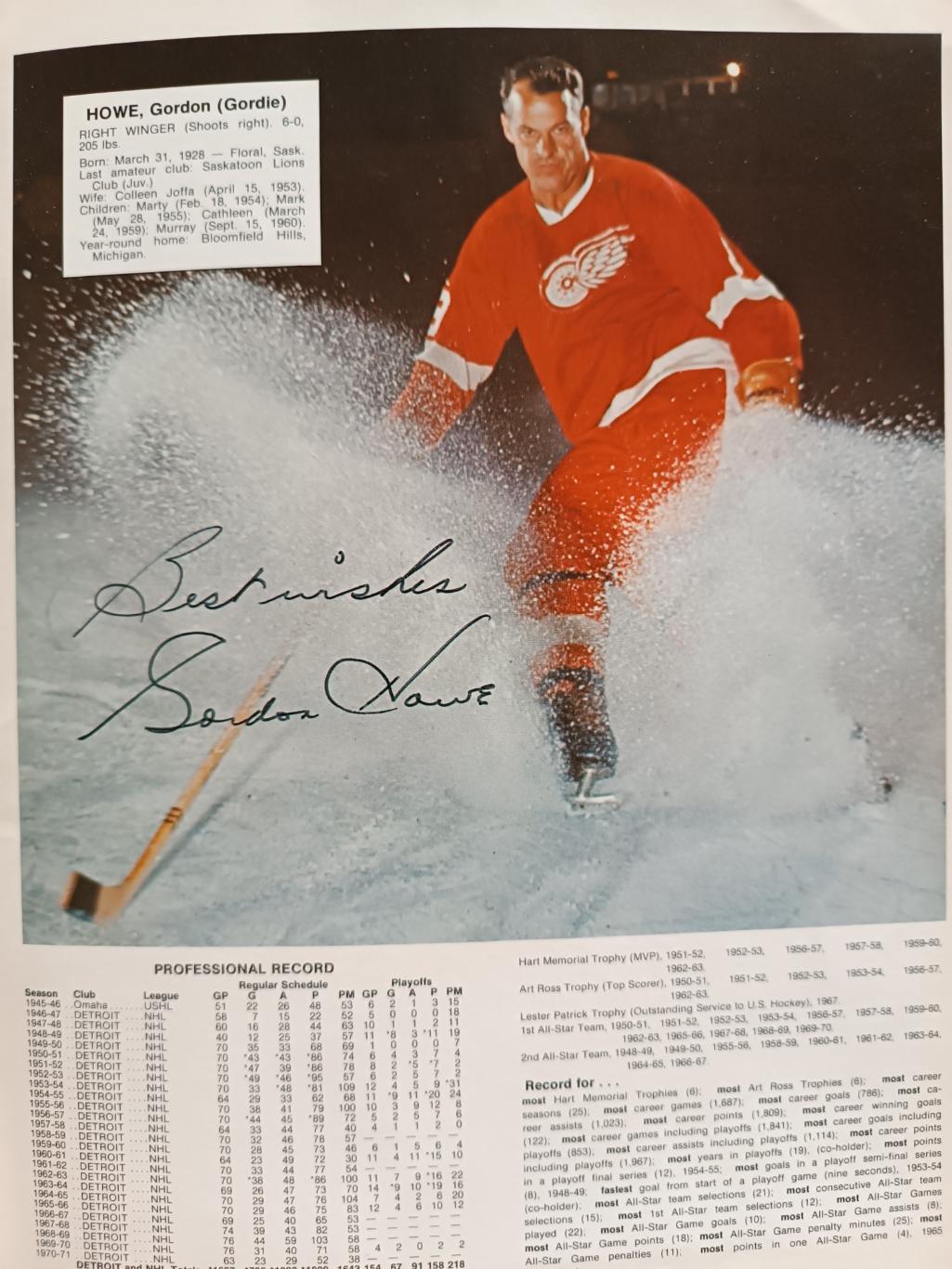 ХОККЕЙ КНИГА АЛЬБОМ НХЛ ГОРДИ ХОУ 786 ГОЛ NHL 1972 GORDIE HOWE 786 CAREER GOALS 6