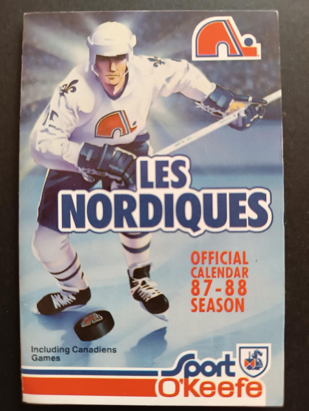 ХОККЕЙ КАЛЕНДАРЬ НХЛ КВЕБЕК НОРДИКС 1987-88 NHL LES NORDIQUES OFFICIAL CALENDAR