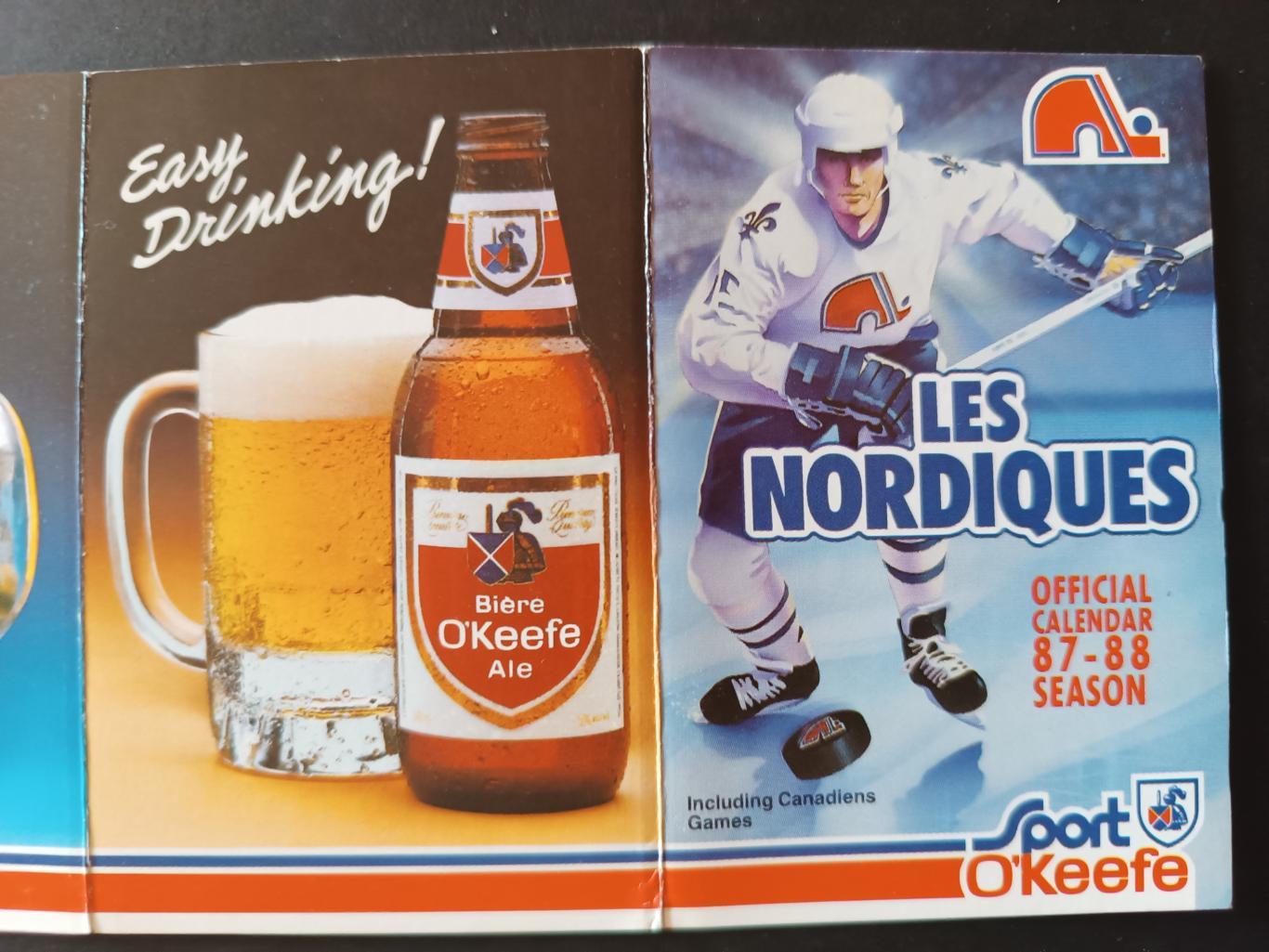 ХОККЕЙ КАЛЕНДАРЬ НХЛ КВЕБЕК НОРДИКС 1987-88 NHL LES NORDIQUES OFFICIAL CALENDAR 4