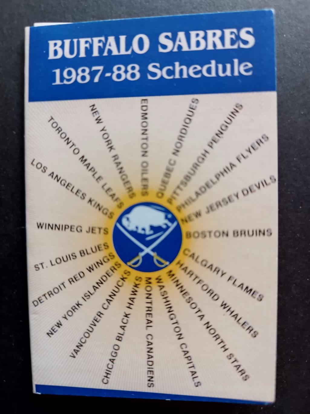 ХОККЕЙ РАСПИСАНИЕ НХЛ БАФФАЛО 1987-88 NHL BUFFALO SABRES OFFICIAL SCHEDULE