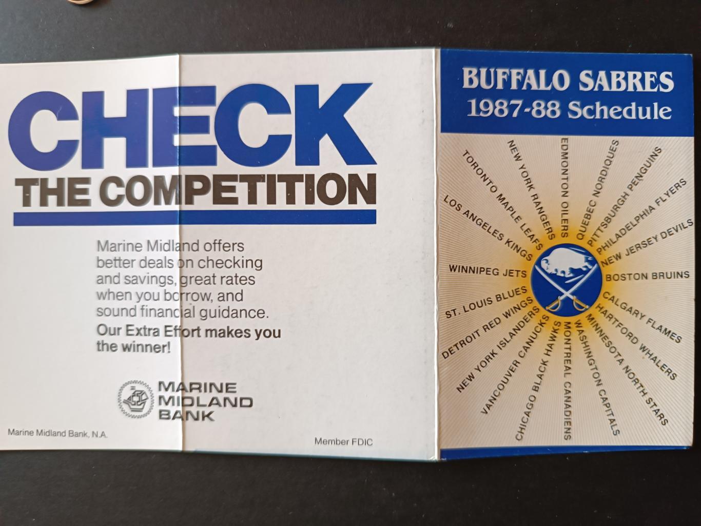 ХОККЕЙ РАСПИСАНИЕ НХЛ БАФФАЛО 1987-88 NHL BUFFALO SABRES OFFICIAL SCHEDULE 4