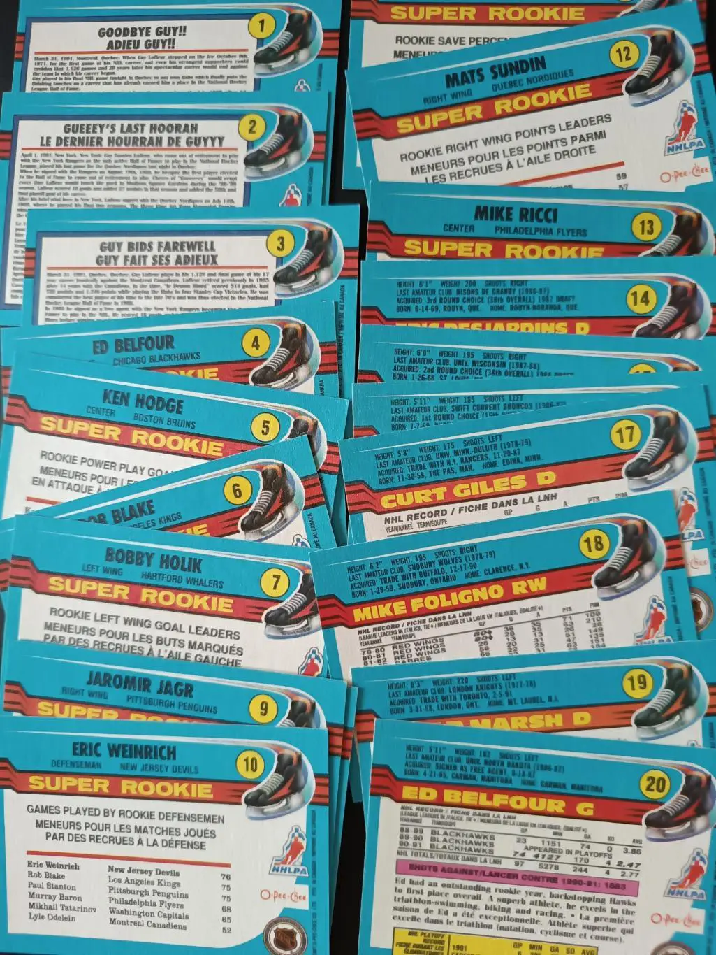 ХОККЕЙ НАБОР КАРТОЧЕК НХЛ O-PEE-CHEE 1991-92 NHL HOCKEY CARD COMPLETE SET #1-528 1