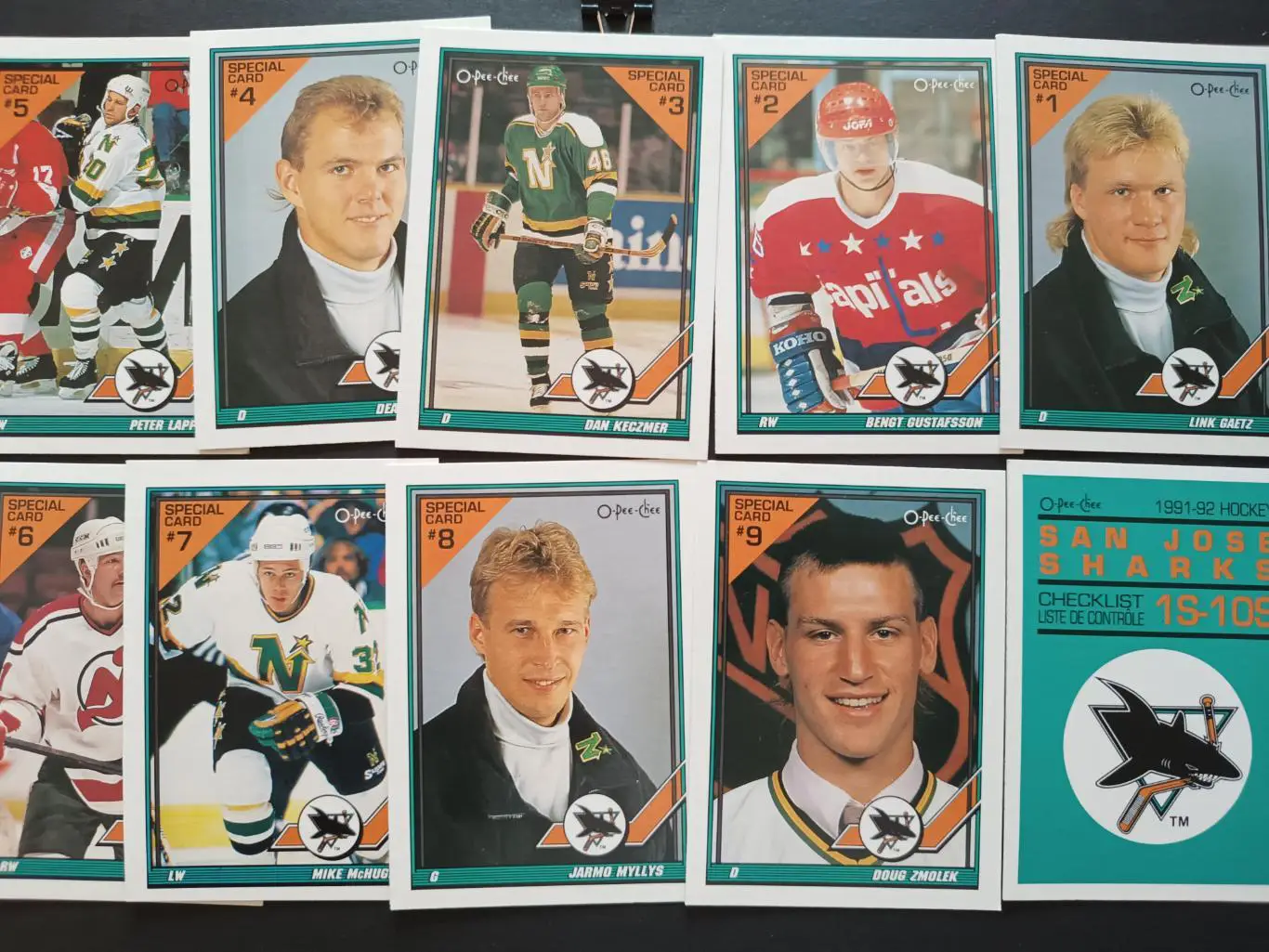 ХОККЕЙ НАБОР КАРТОЧЕК НХЛ O-PEE-CHEE 1991-92 NHL HOCKEY CARD SPECIAL SET #1S-10S 2