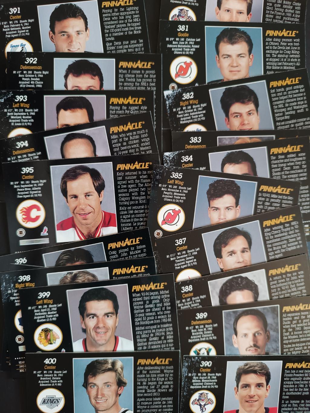 ХОККЕЙ НАБОР КАРТОЧЕК НХЛ ПИННЕКЛ 1993-94 NHL PINNACLE CARD FULL SET #1-400 3