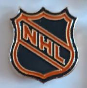 ЗНАК ХОККЕЙ НХЛ ЩИТ ЭМБЛЕМА NHL VINTAGE ORANGE COLORED SHIELD LOGO PIN 2