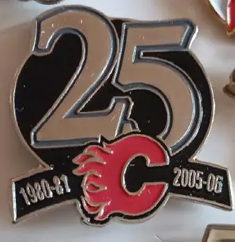 ХОККЕЙ ЗНАK НХЛ 25 ЛЕТ КАЛГАРИ ФЛЭЙМС 1980-2005 NHL ANNIVERSARY CALGARY FLAMES
