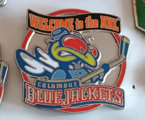 ХОККЕЙ ЗНАK НХЛ КОЛАМБУС 2000-2001 NHL COLUMBUS BLUE JACKETS WELCOME PIN 3