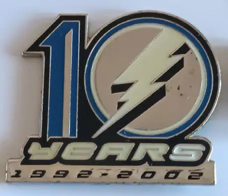 ХОККЕЙ ЗНАK НХЛ 10 ЛЕТ ТАМПА БЭЙ 1992-2002 NHL TAMPA BAY LIGHTNING ANNIVERSARY 1