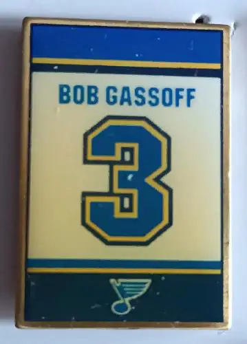 ХОККЕЙ ЗНАK НХЛ БЛЮЗ БОБ ГЭЗЗОФФ NHL BOB GASSOFF BLUES RETIREMENT #3 PIN