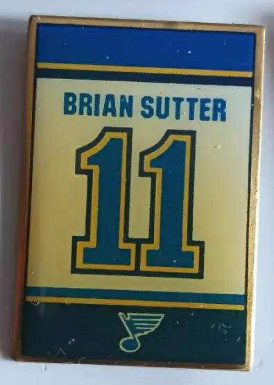 ХОККЕЙ ЗНАK НХЛ БЛЮЗ БРАЙАН САТТЕР NHL BRIAN SUTTER BLUES RETIREMENT #11 PIN 1