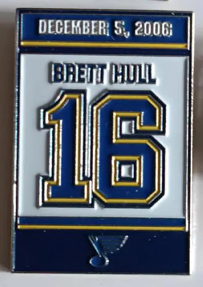 ХОККЕЙ ЗНАK НХЛ БЛЮЗ БРЕТТ ХАЛЛ NHL BRETT HULL BLUES RETIREMENT #16 PIN