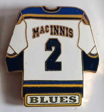 ХОККЕЙ ЗНАK НХЛ БЛЮЗ ЭЛ МАКИННИС NHL AL MACINNIS BLUERS RETIREMENT #2 PIN