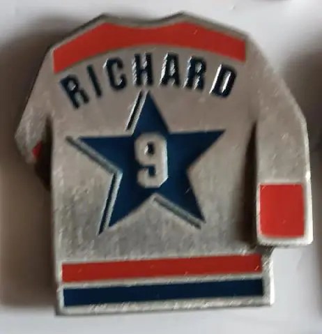 ХОККЕЙ ЗНАK НХЛ ФОРМА ДЖЕРСИ МАРИС РИШАР NHL JERSEY MAURICE RICHARD #9 PIN 1