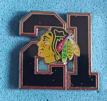 ХОККЕЙ ЗНАK НХЛ ЧИКАГО СТЭН МИКИТА NHL CHICAGO STAN MIKITA RETIREMENT #21 PIN
