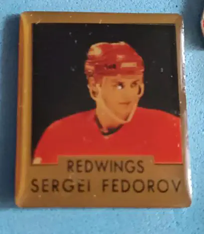 ЗНАK НХЛ ДЕТРОЙТ ДЖЕРСИ СЕРГЕЙ ФЕДОРОВ 1991 NHL JERSEY SERGEI FEDOROV #91 PIN 1